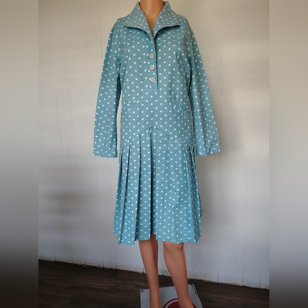 Sisjuly (Vintage)Polka Dot Blue Dress Size L